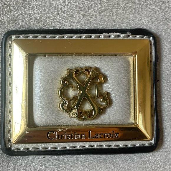 Christian LaCroix, women’s handbag with shoulder strap, gray and white stripe - Picture 2 of 9